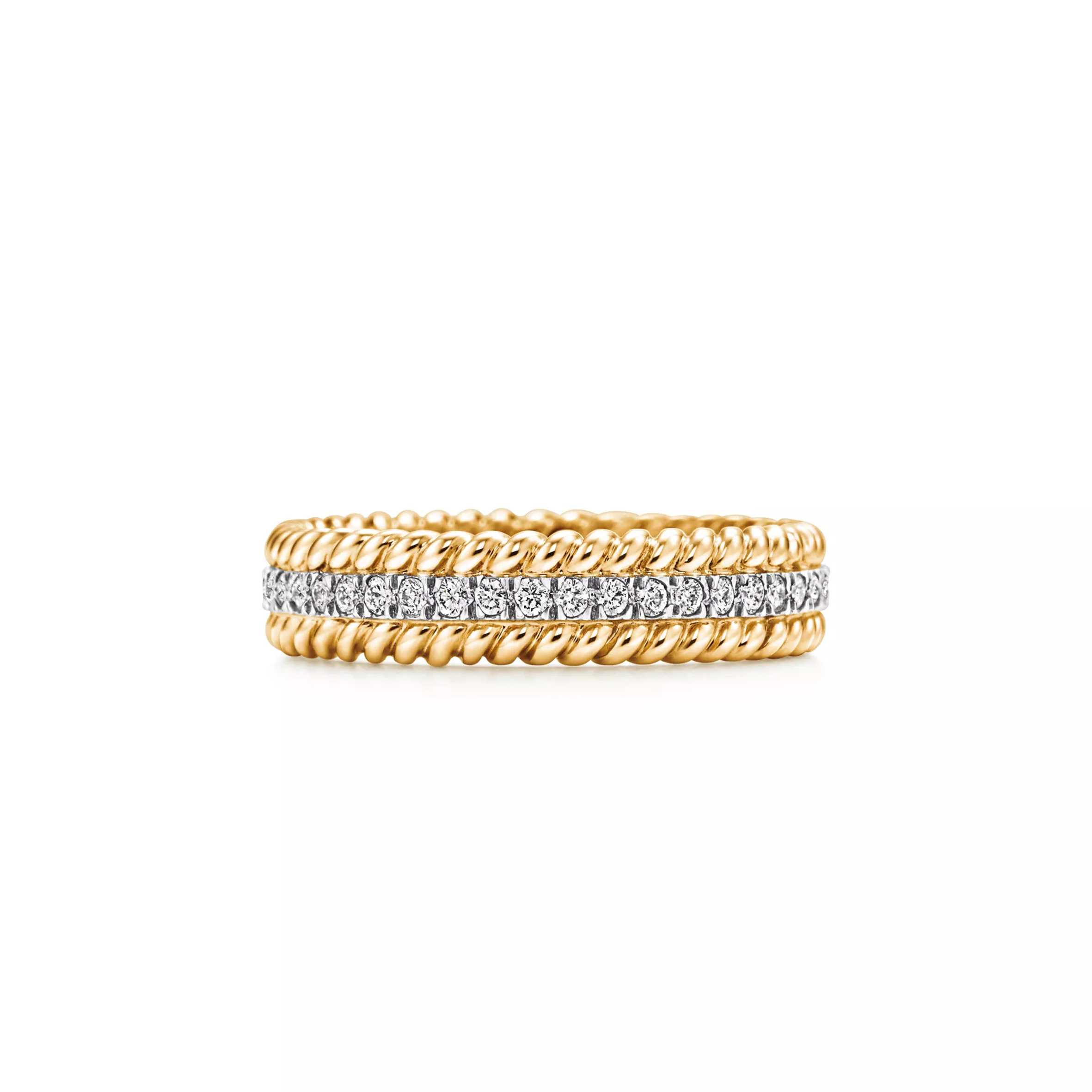 TIFFANY ROPETWO-ROW RING IN YELLOW GOLD AND PLATINUM WITH DIAMONDS 25963369